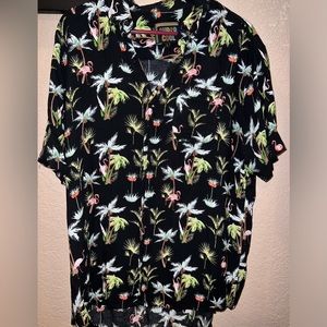 Black tropical print black shirt